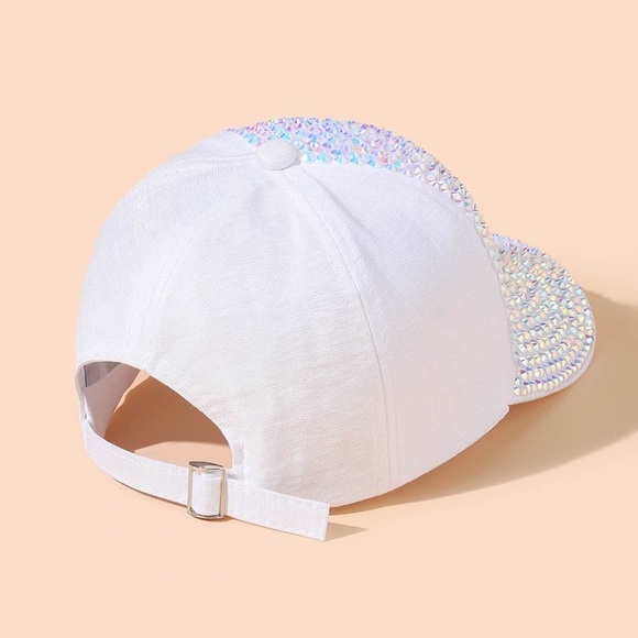 White Rhinestone Decor Baseball Cap - Picture 5 of 6